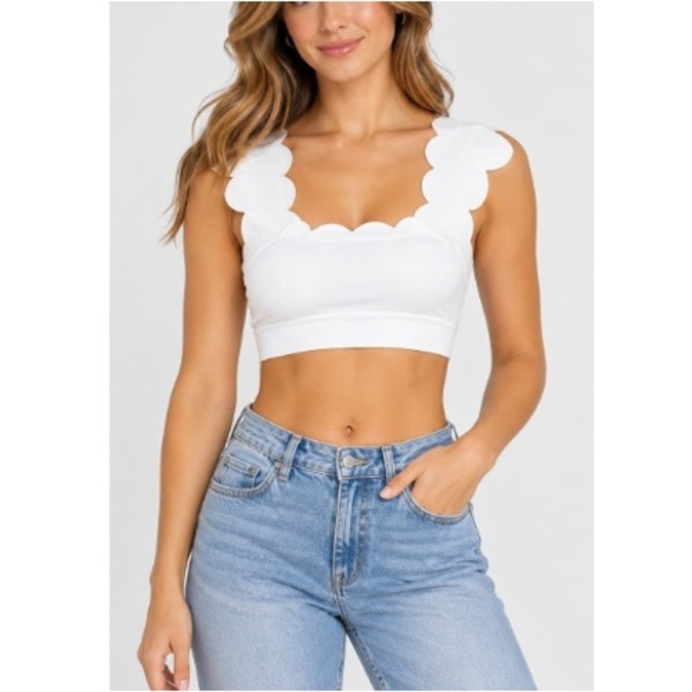 Wiskii Women's Ivory Scoop Neck Chic Bra Top Size M NWOT